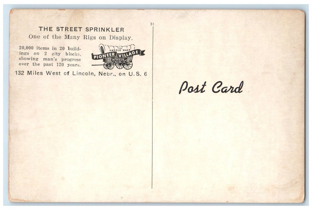 1910 Street Sprinkle Grandfather's Time Horse Carriage Lincoln Nebraska Postcard
