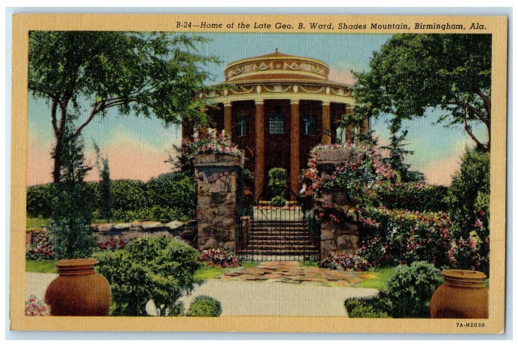 Home Of The Late Geo B. Ward Shades Mountain Birmingham Alabama AL Postcard