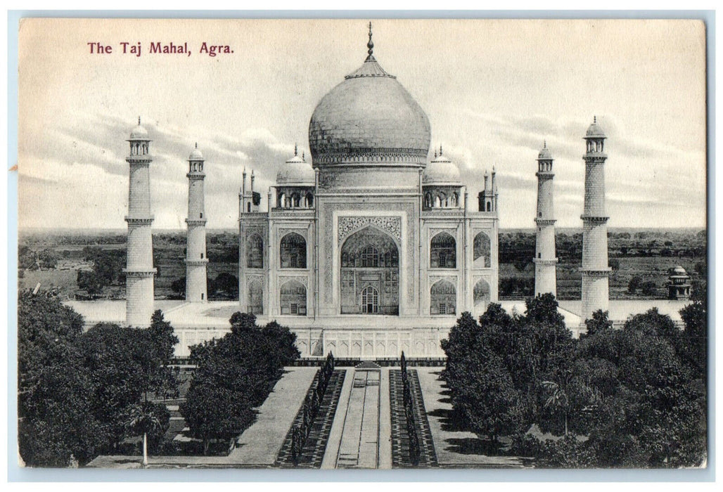 1911 Front View Pathway to The Taj Mahal Agra India Antique Posted Postcard