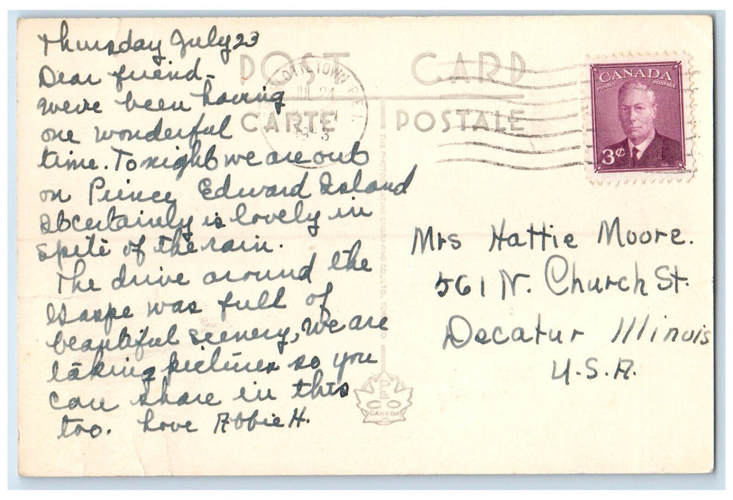 1953 Boat Canoe View from South Beach Perce P.Q. Canada Vintage Postcard