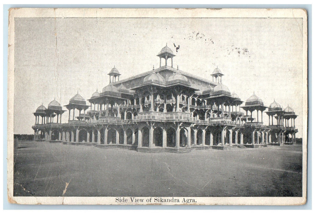 c1920's Side View of Sikandra Building Agra India Posted Antique Postcard