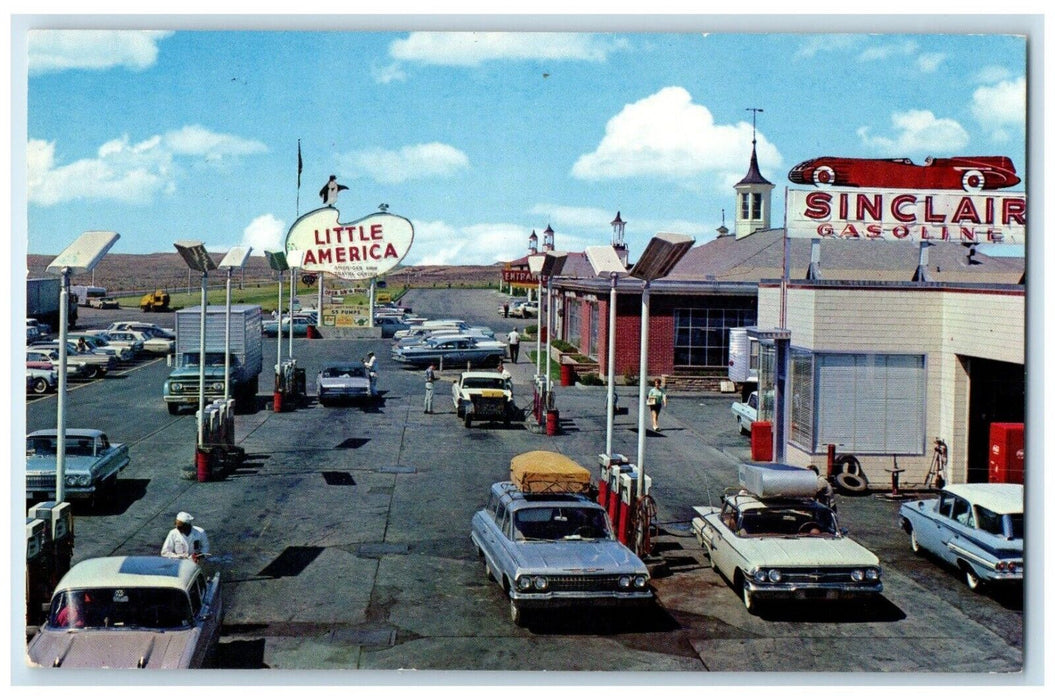 1970 Holding's Travel Center Coffee Shop Park Little American Wyoming Postcard