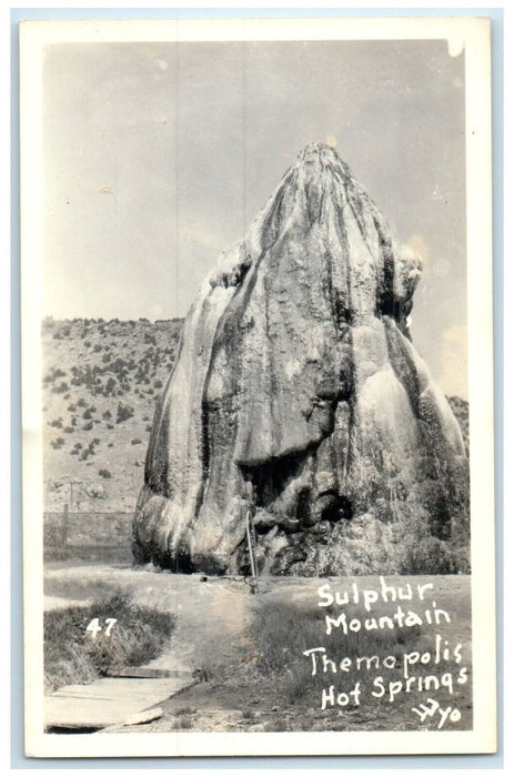 Sulphur Mountain Themopolis Hot Springs Wyoming WY RPPC Photo Vintage Postcard