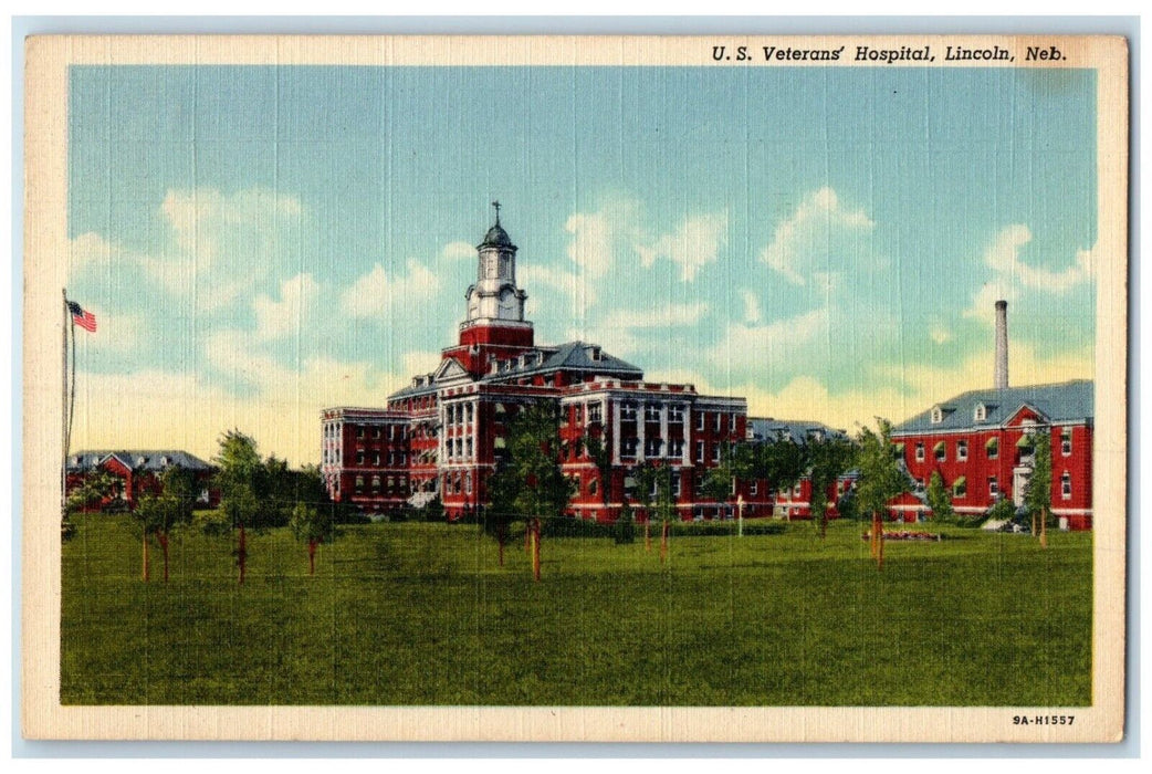 1952 United States Veterans Hospital Building  Lincoln Nebraska Antique Postcard