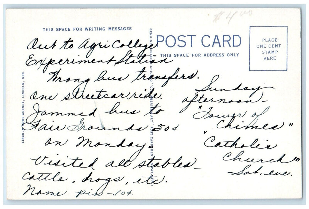 c1940 Aerial View Stadium University Nebraska Field Lincoln Nebraska NE Postcard