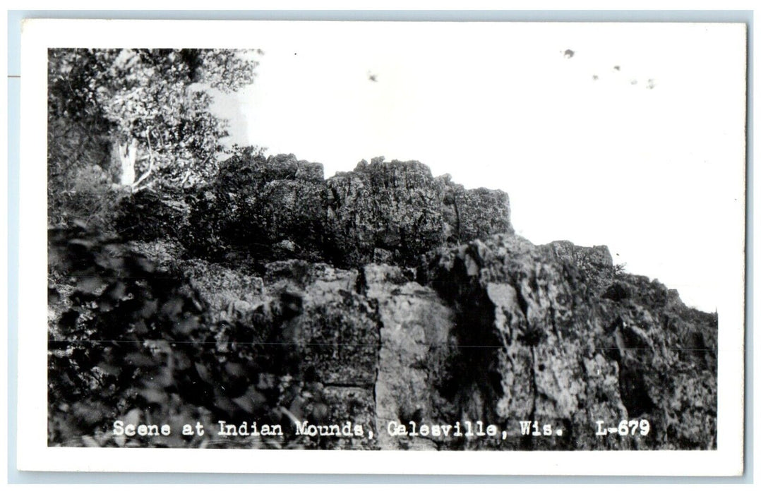 c1940's Scene At Indian Mounds Galesville Wisconsin WI RPPC Photo Postcard