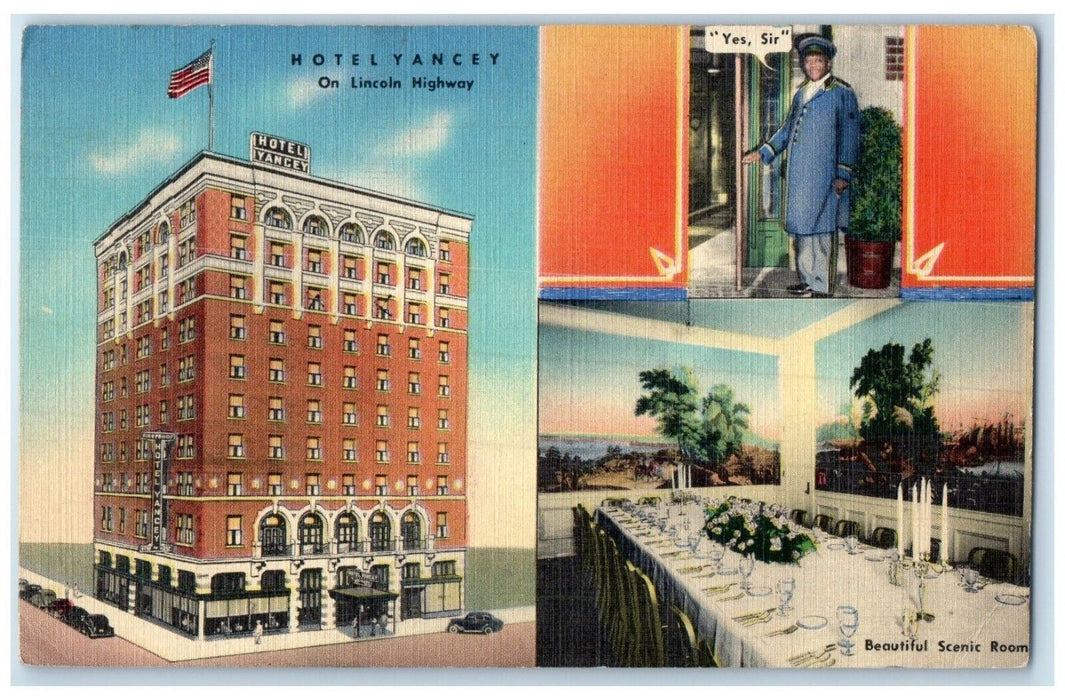 c1940 Hotel Yancey Multi-View Lincoln Nebraska Unposted Antique Vintage Postcard
