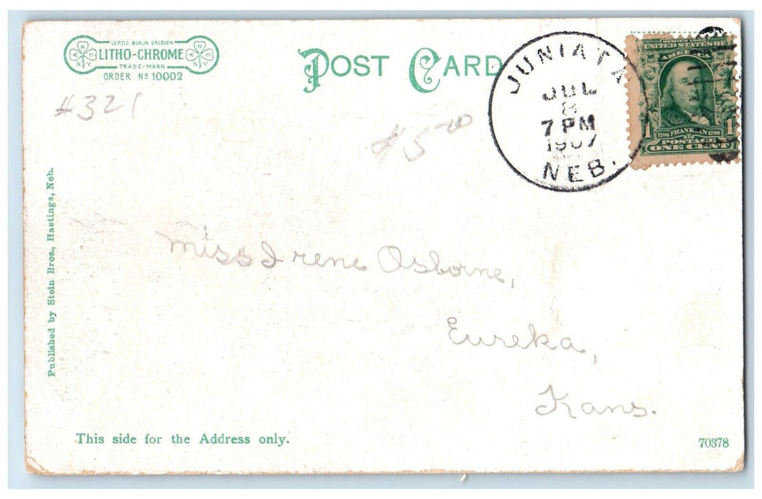 1907 Second Street Looking West Building Hastings Nebraska NE Vintage Postcard