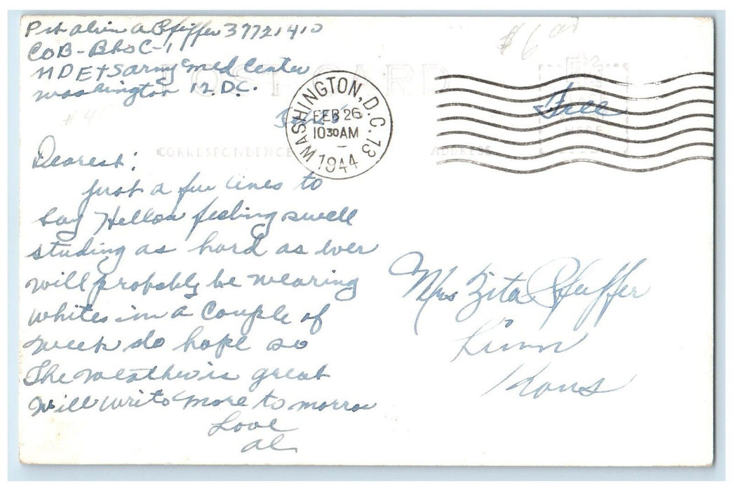 1944 Main Entrance WRGH Army Medical Center Washington DC RPPC Photo Postcard