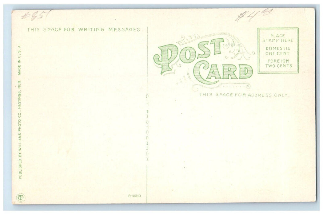 c1910 Carnegie Public Library Building Classic Car Hastings Nebraska NE Postcard