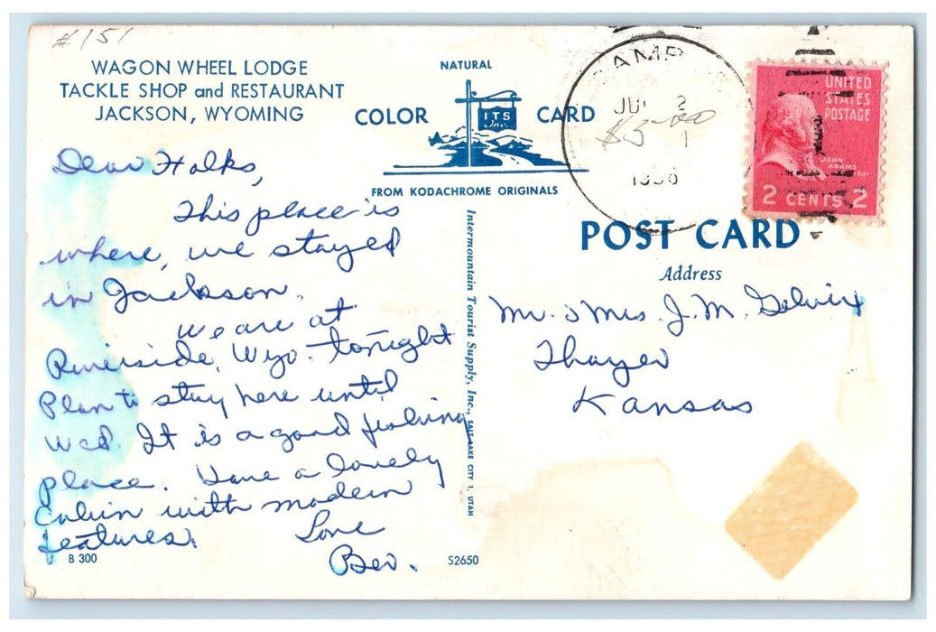 1966 Wagon Wheel Lodge Tackle Shop Restaurant Exterior Jackson Wyoming Postcard