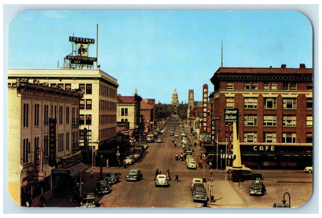 c1960 Capitol Avenue Business District Crossroads Cheyenne Wyoming WY Postcard