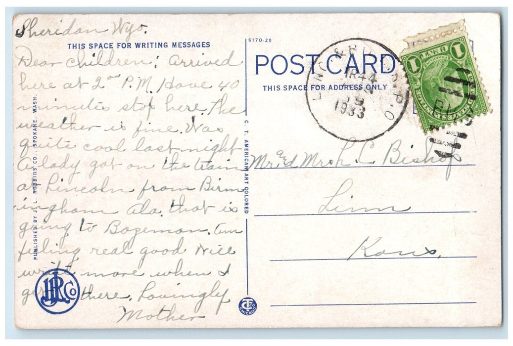 1933 Main Street Looking South Exterior Classic Cars Sheridan Wyoming Postcard