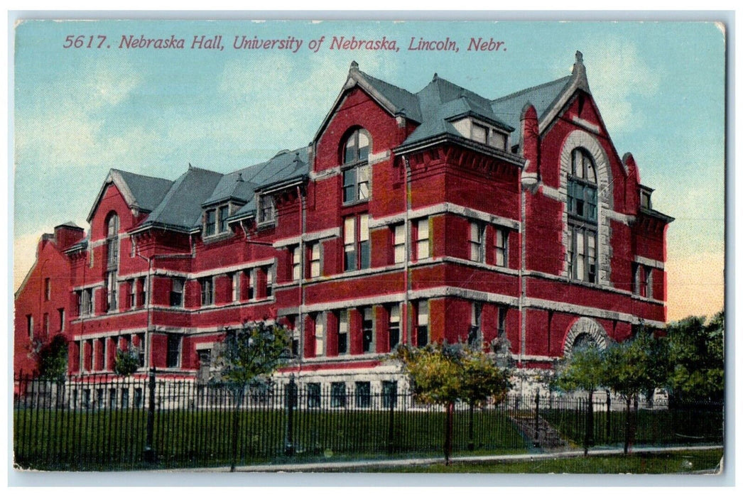 1912 Nebraska Hall University Nebraska Building Lincoln Nebraska Posted Postcard