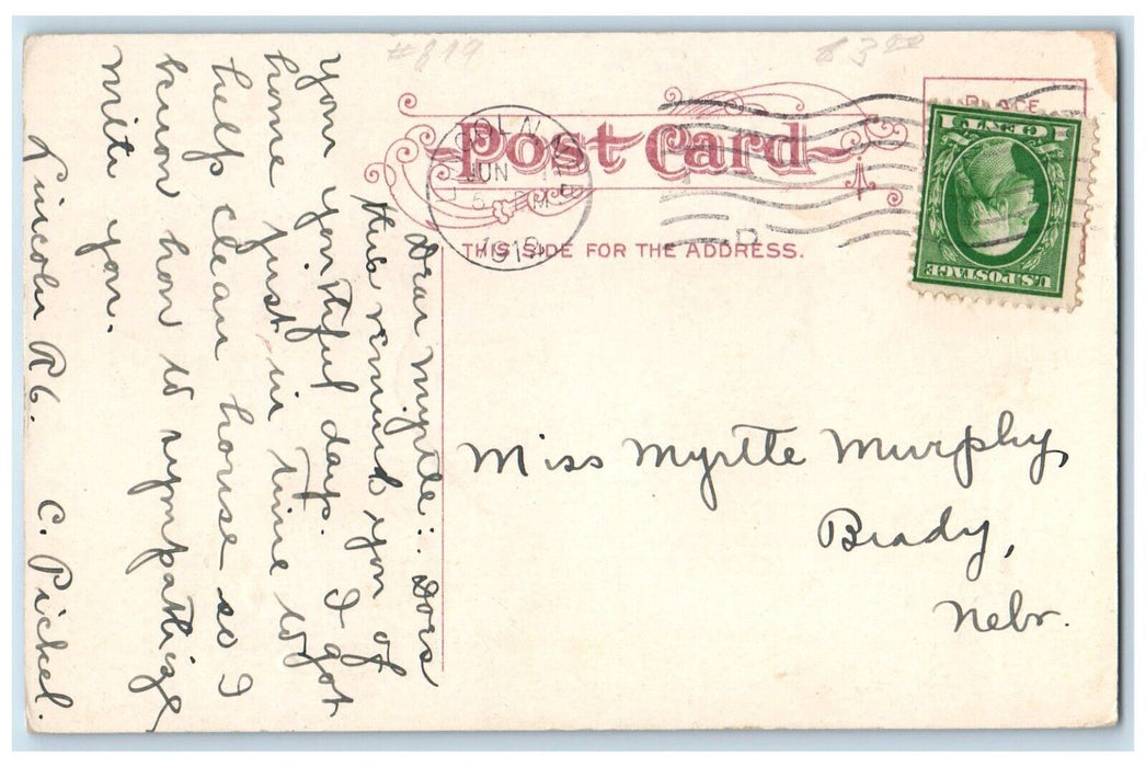 1912 Nebraska Hall University Nebraska Building Lincoln Nebraska Posted Postcard