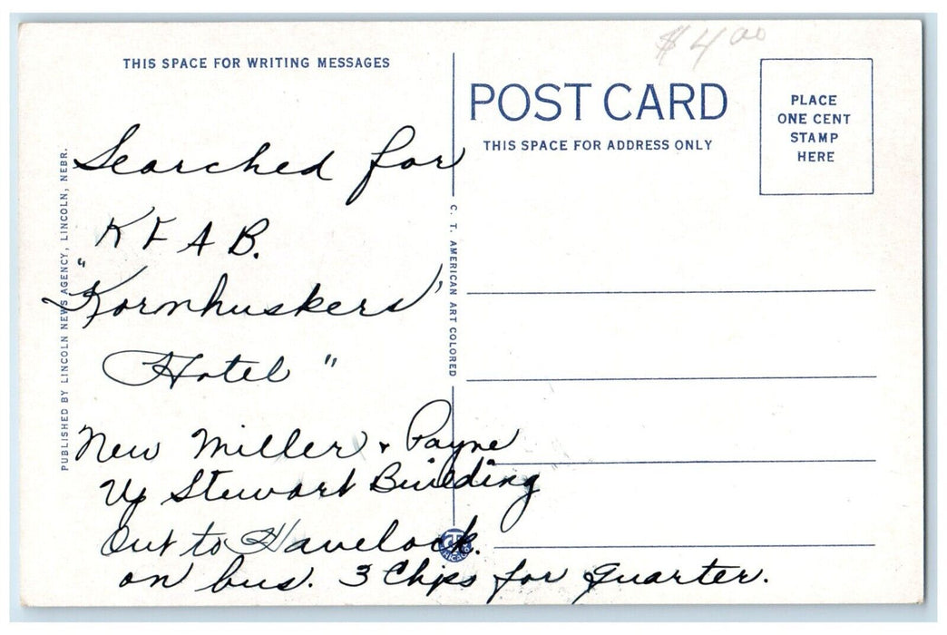 c1920 O Street Looking East Streetcar Classic Cars Lincoln Nebraska NE Postcard