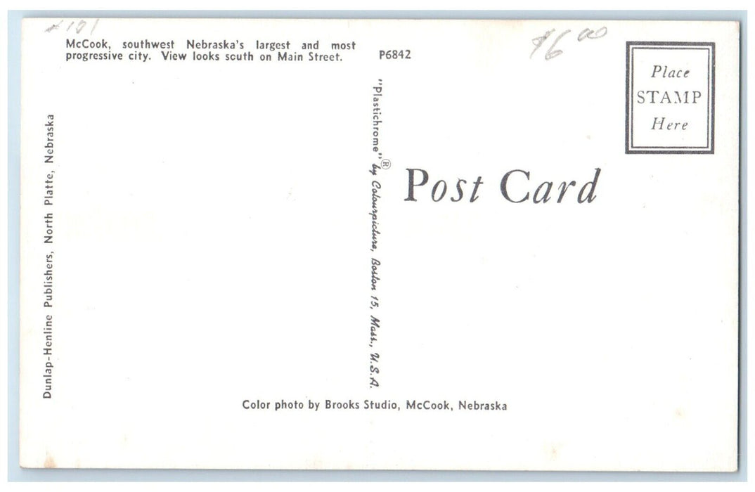 1960 Busy Day McCook Main Street Classic Cars Building Nebraska Vintage Postcard
