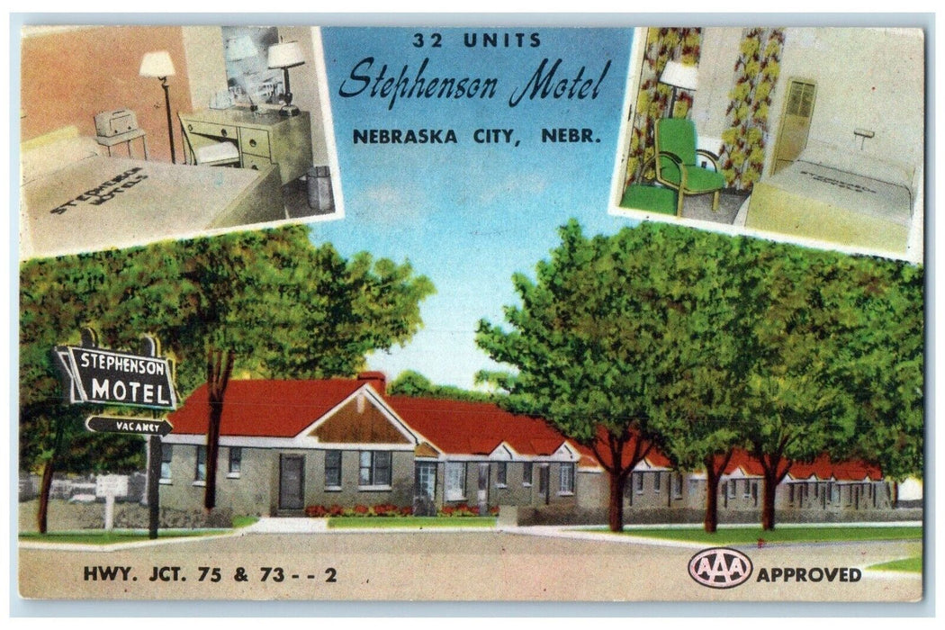 1953 Stephenson Motel Multi View Nebraska City Nebraska Antique Vintage Postcard