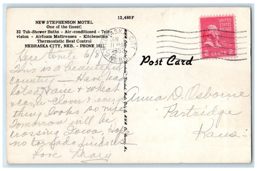 1953 Stephenson Motel Multi View Nebraska City Nebraska Antique Vintage Postcard