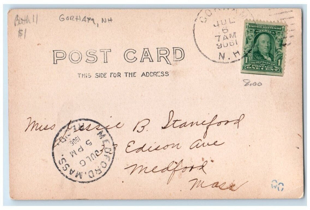 1906 Shelburne Basins Fishing Spot Gorham New Hampshire NH RPPC Photo Postcard