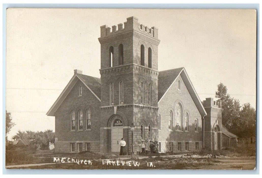 c1910's Methodist Episcopal Church View Lakeview Iowa IA RPPC Photo Postcard