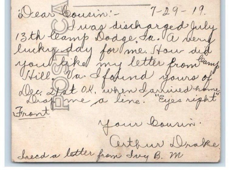 1919 Indian Massacre Monument Spirit Lake Iowa IA RPPC Photo Posted Postcard