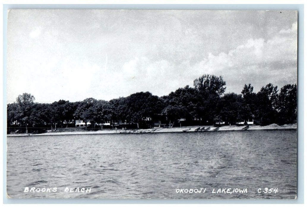 c1940's Brooks Beach View Okoboji Lake Iowa IA RPPC Photo Unposted Postcard