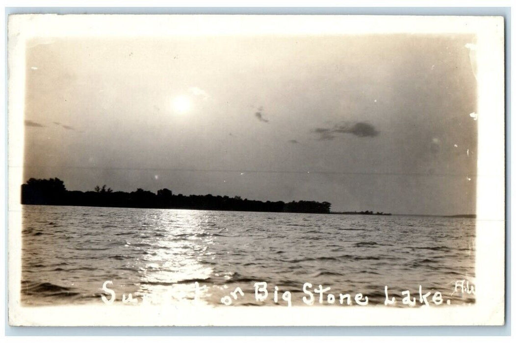 c1910's Sunset On Big Stone Lake View Minnesota MN RPPC Photo Unposted Postcard
