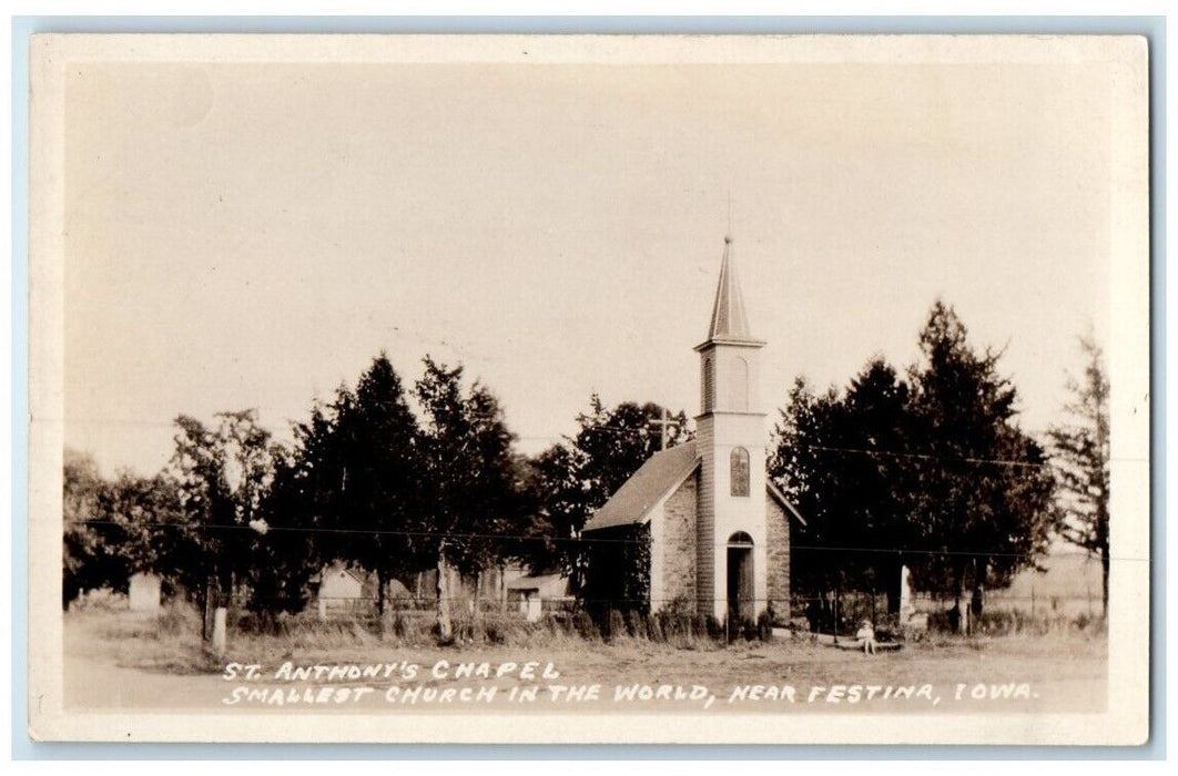 c1920s St. Anthony's Smallest Chapel In The World Festina IA RPPC Photo Postcard