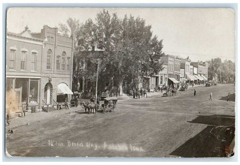 1918 North Side Broadway Street View Audubon Iowa IA RPPC Photo Posted Postcard