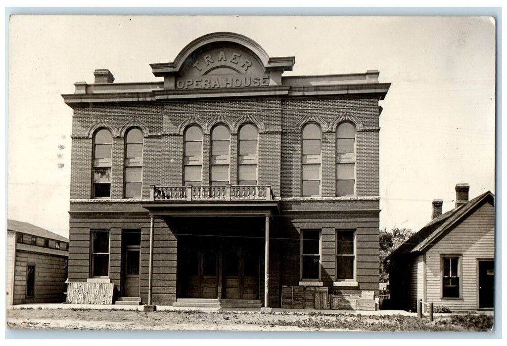 1907 Opera House Building View Traer Iowa IA RPPC Photo Posted Postcard