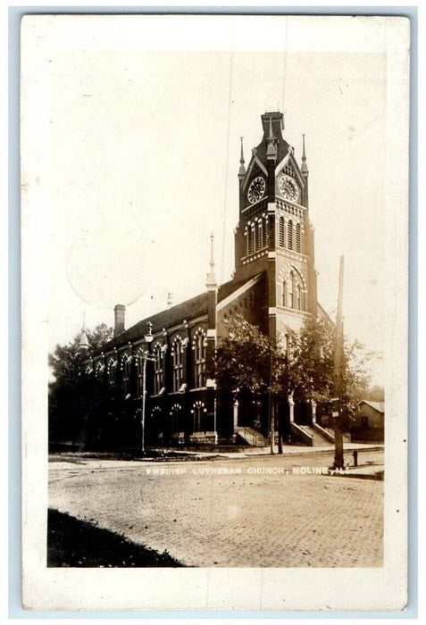 1910 Swedish Lutheran Church View Moline Illinois IL RPPC Photo Postcard