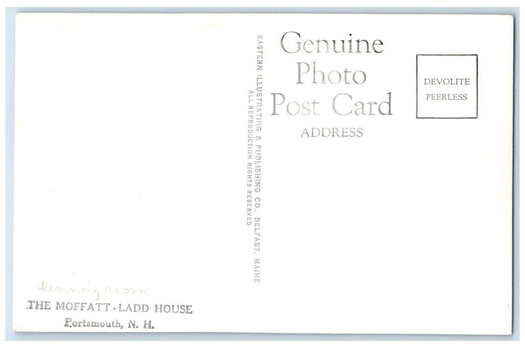 The Moffatt Ladd House Armsden Dining Interior Portsmouth NH RPPC Photo Postcard