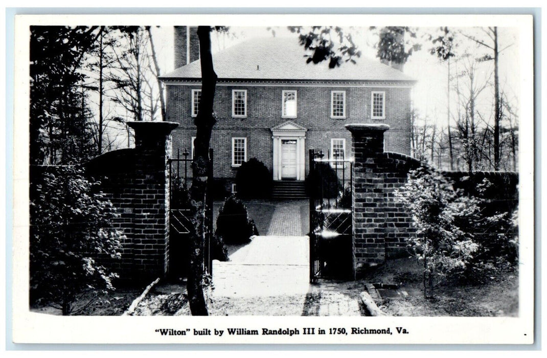 Wilton Built By William Randolph III Richmond Virginia VA RPPC Photo Postcard