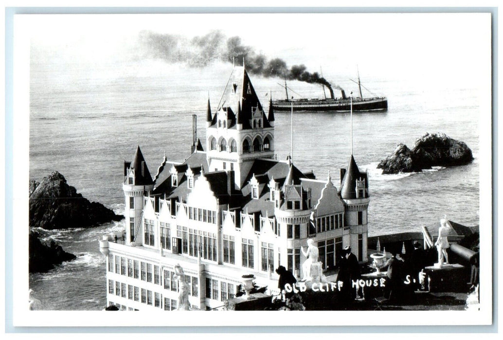 c1950's Old Cliff House Steamer Ship Scene San Francisco CA RPPC Photo Postcard