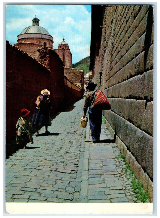 1968 Loreto Alley Inca Walls of Monastery of Virgins of Sun Cuzco Peru Postcard