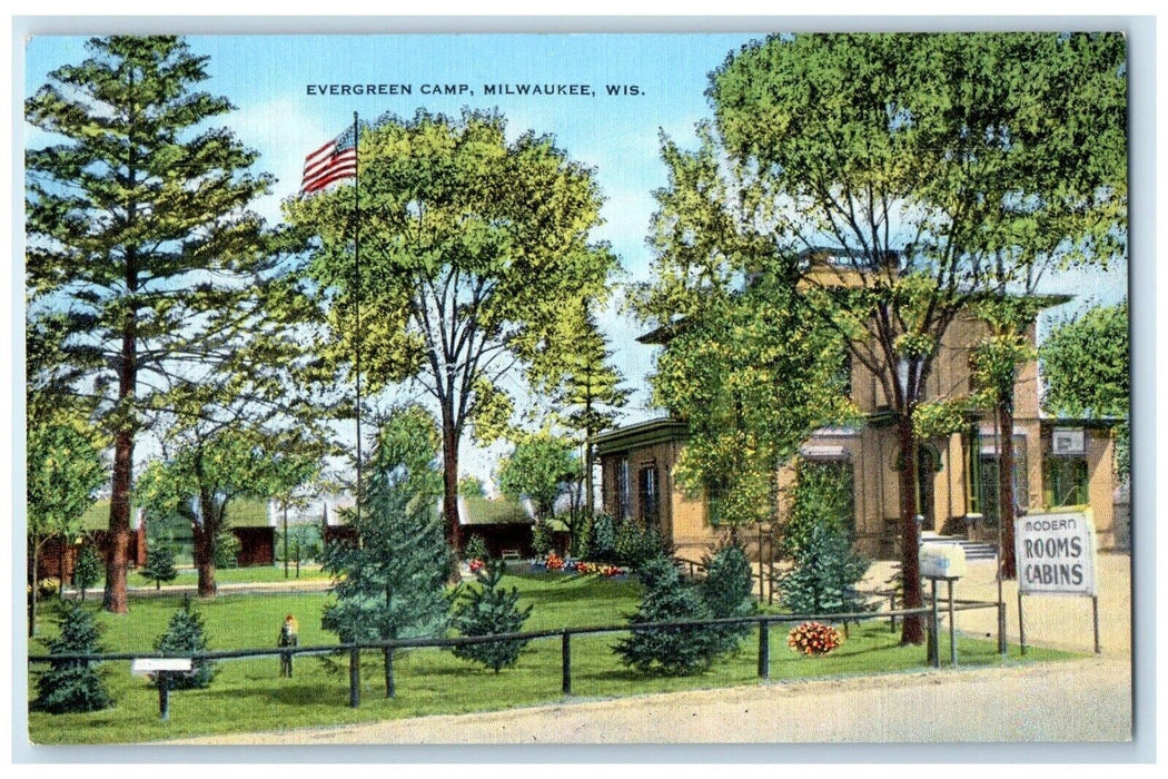 c1940 Evergreen Camp Downtown Exterior Building Milwaukee Wisconsin WI Postcard