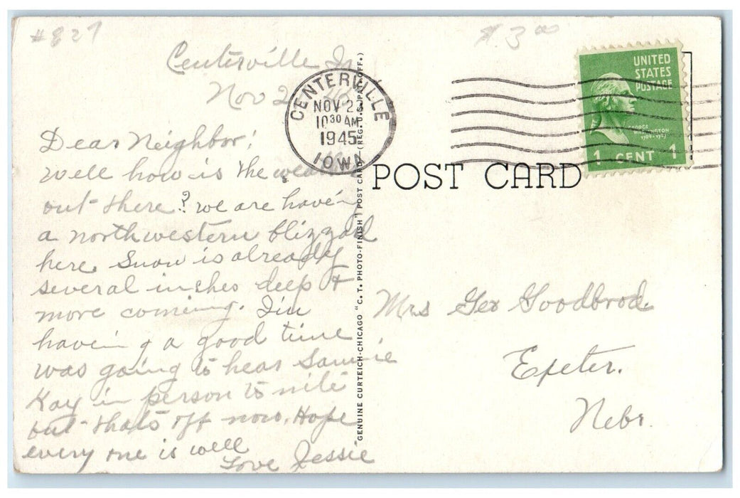 1945 Appanoose County Court House Building Centerville Iowa IA Vintage Postcard