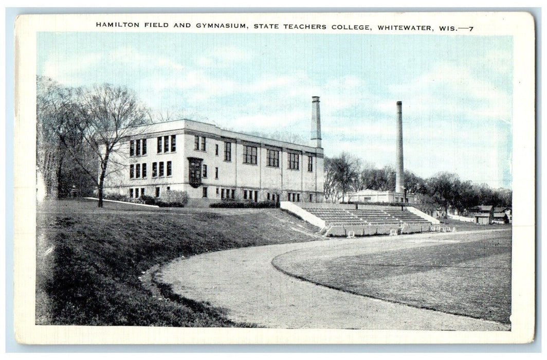 c1940 Hamilton Field Gymnasium State Teachers College Whitewater Wis WI Postcard