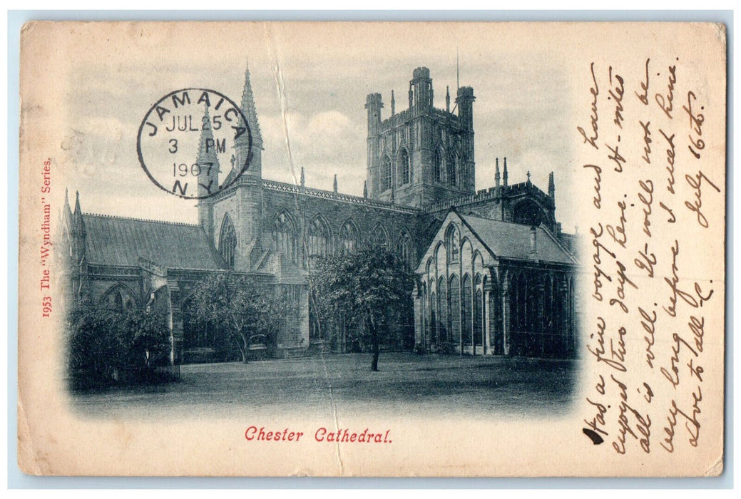 1907 Chester Cathedral Chester England Jamaica NY Antique Posted Postcard