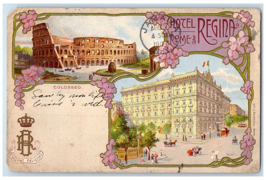 1907 Colosseo Hotel Regina Rome Italy Jamaica NY Antique Multiview Postcard