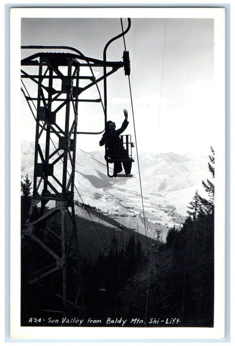 c1940's Sun Valley From Baldy Mountain Ski Lift Idaho ID RPPC Photo Postcard