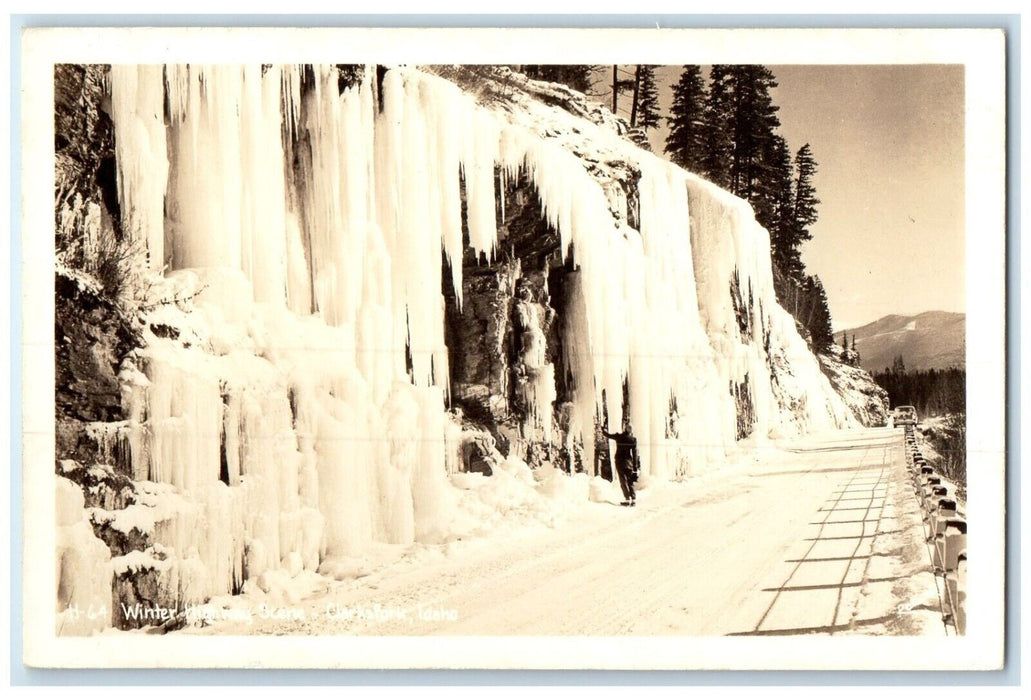 c1940's Winter Highway Scene Clark Fork Idaho ID RPPC Photo Vintage Postcard