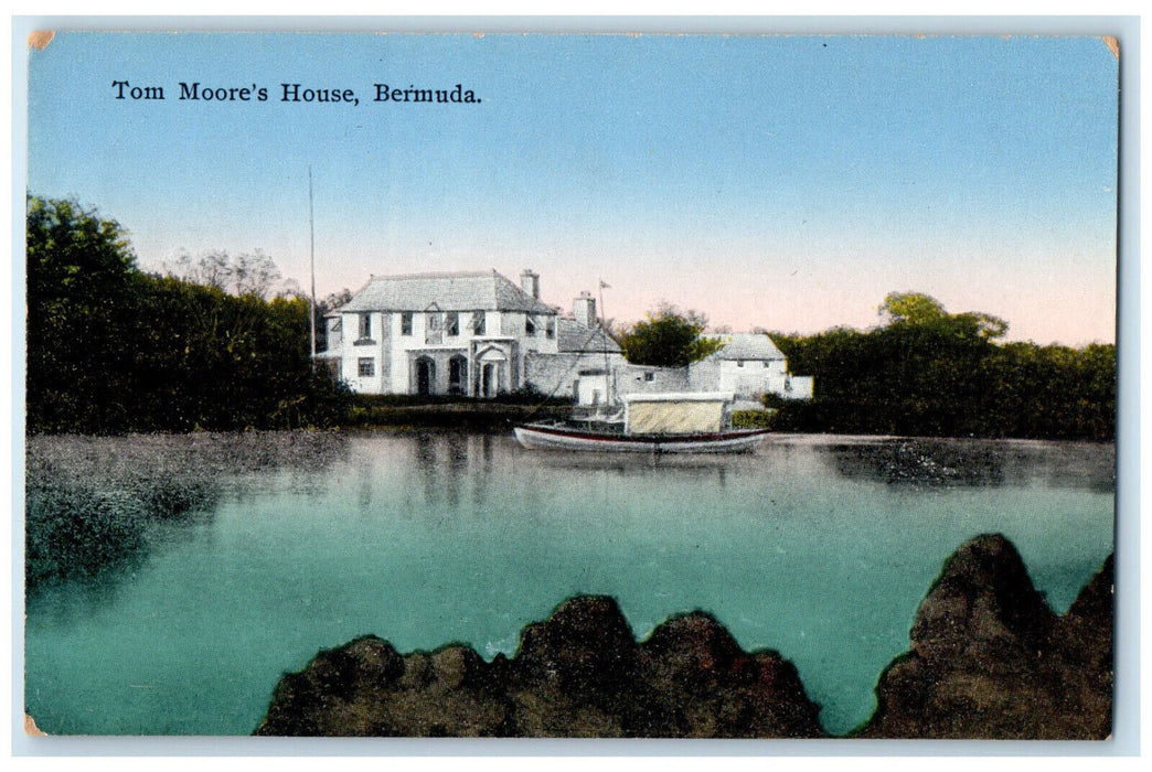 c1910 River in Front of Tom Moore's House Bermuda Antique Unposted Postcard