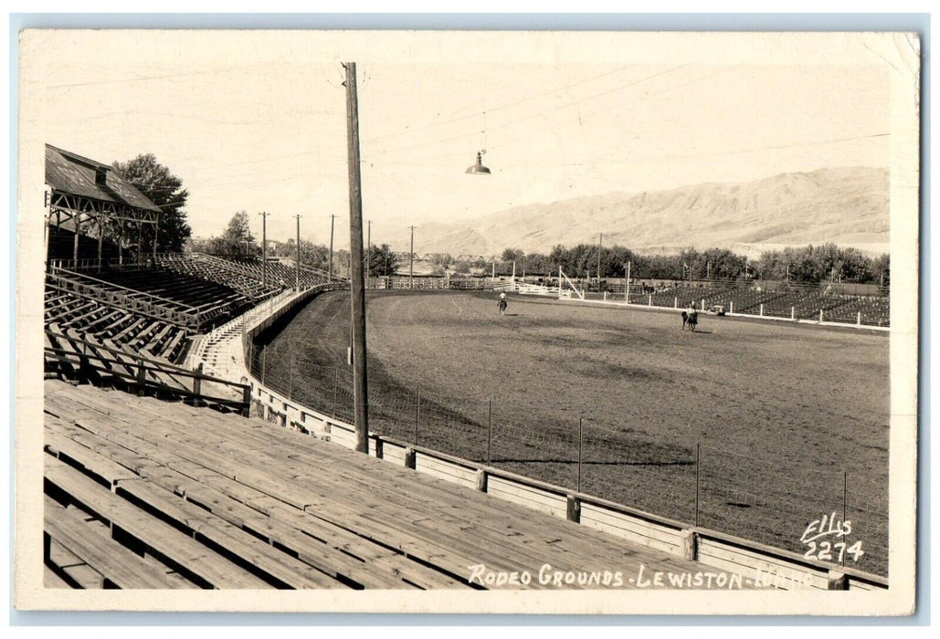 1948 Rodeo Grounds Lewiston Idaho ID, Horse Racing RPPC Photo Vintage Postcard