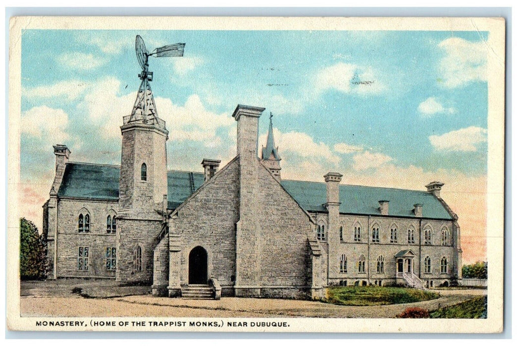 1919 Exterior View Monastery Home Trappist Monks Dubuque Iowa Antique Postcard