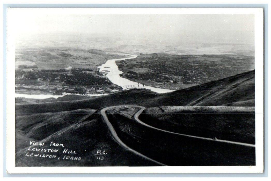 1947 View From Lewiston Hill Lewiston Idaho ID RPPC Photo Vintage Postcard