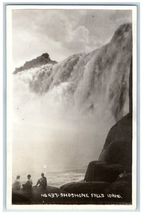 View Of People Shoshone Falls Idaho ID, Waterfall RPPC Photo Vintage Postcard