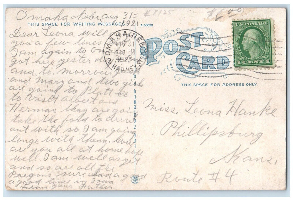 1921 East Fourth Street Trolley Classic Cars Buildings Waterloo Iowa IA Postcard