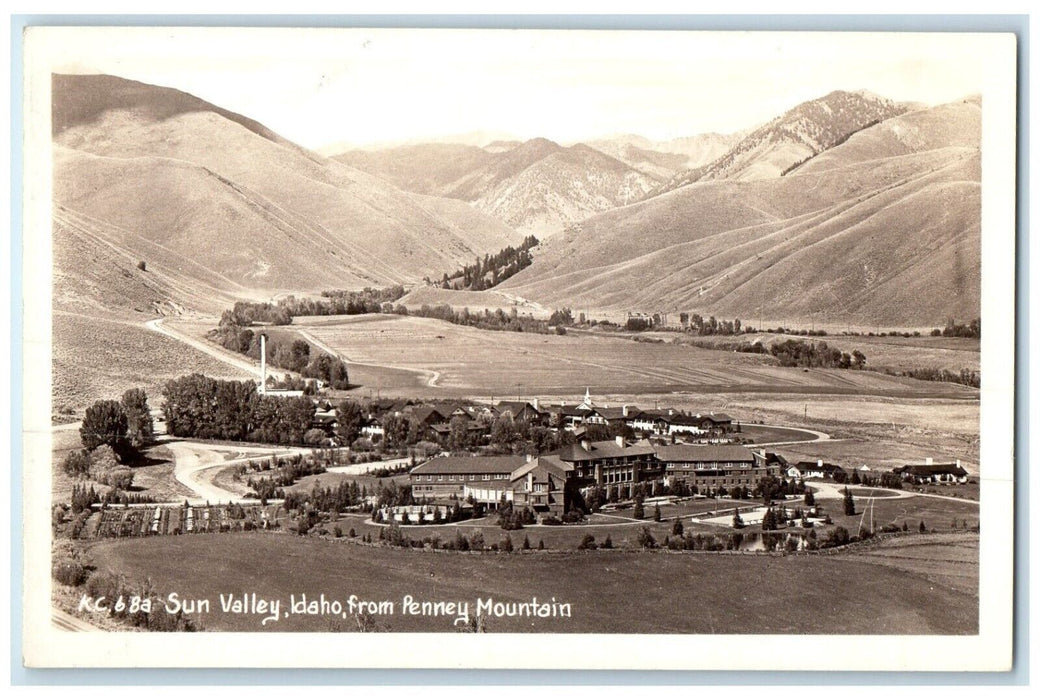 c1940's Sun Valley Idaho From Penney Mountain RPPC Photo Vintage Postcard